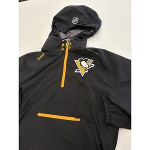 Men's Reebok Center Ice Pittsburgh Penguins Hooded Windbreaker Pullover Black S